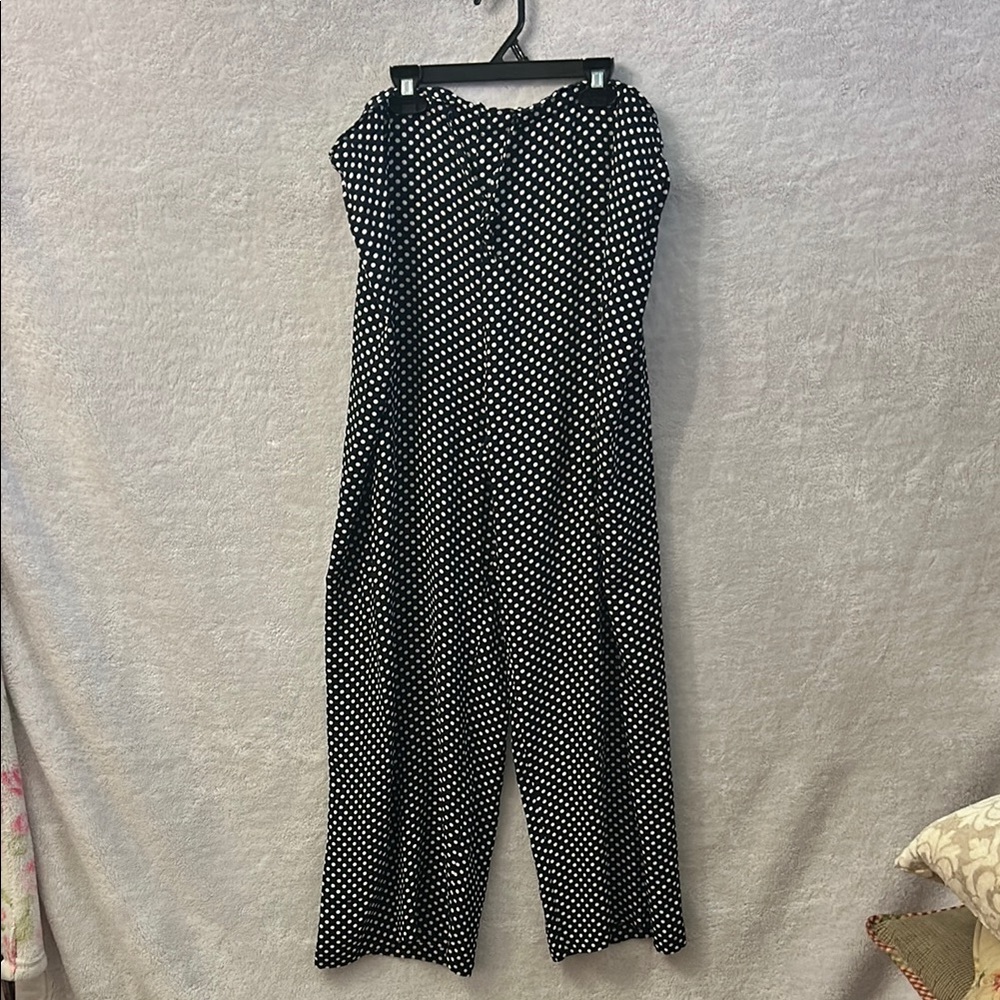 BCBG Paris White and Blue Wide Leg  Polka Dot Pants